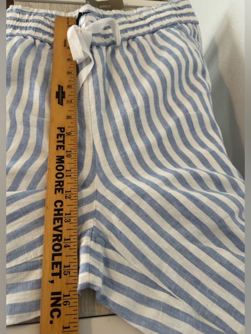 J Crew Wide Leg Cropped Linen Pant Pull On Striped Coastal Relaxed NWT XL T - Picture 7 of 11